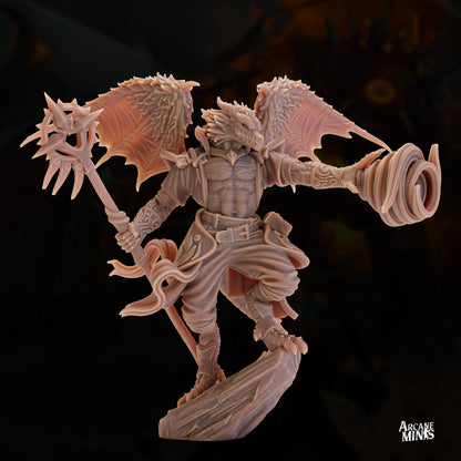 Drekon Seer Wizard- Arcane Minis | 32mm | Dragon Folk | Sorcerer | Mage