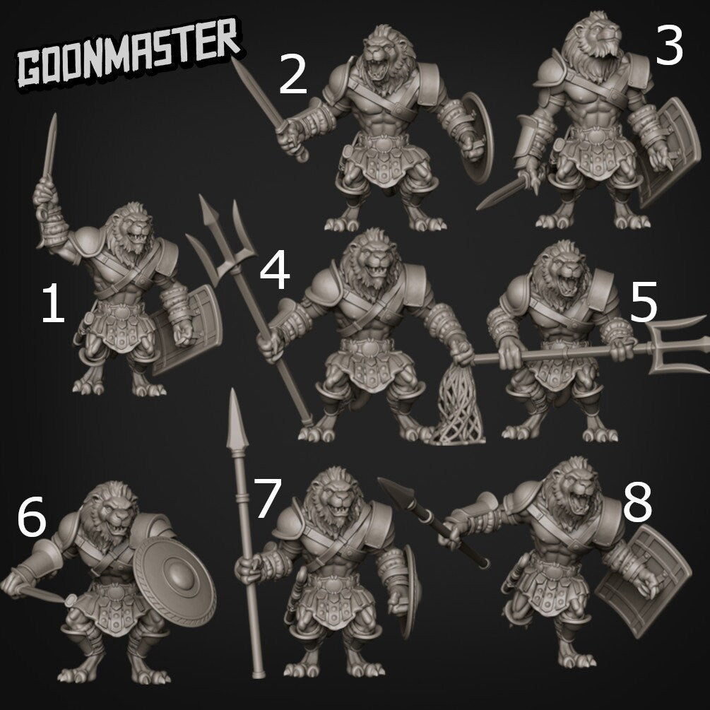 Lion Warrior- Goonmaster | Legendary Lions Miniature | Wargaming | Roleplaying Games | 32mm | Gladiator | Fighter | Barbarian