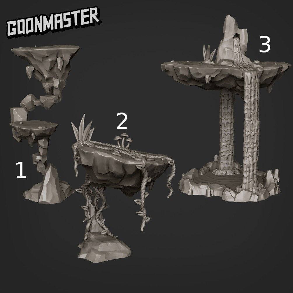 Floating Rocks terrain - Goonmaster | Frozen Wasteland | Miniature | Pathfinder | Wargaming | Roleplaying Games | 32mm | Magic | Waterfalla