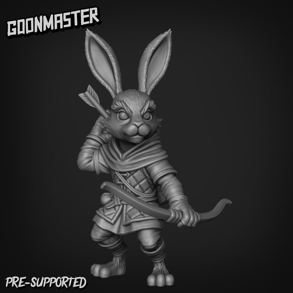 Rabbit Archers - Goonmaster | Bunny Brigade Miniature | Wargaming | Roleplaying Games | 32mm | Rogue | Archer | Ranger