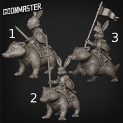 Rabbit Knight Badger Mount - Goonmaster | Bunny Brigade Miniature | Wargaming | Roleplaying Games | 32mm | Cavalry | General