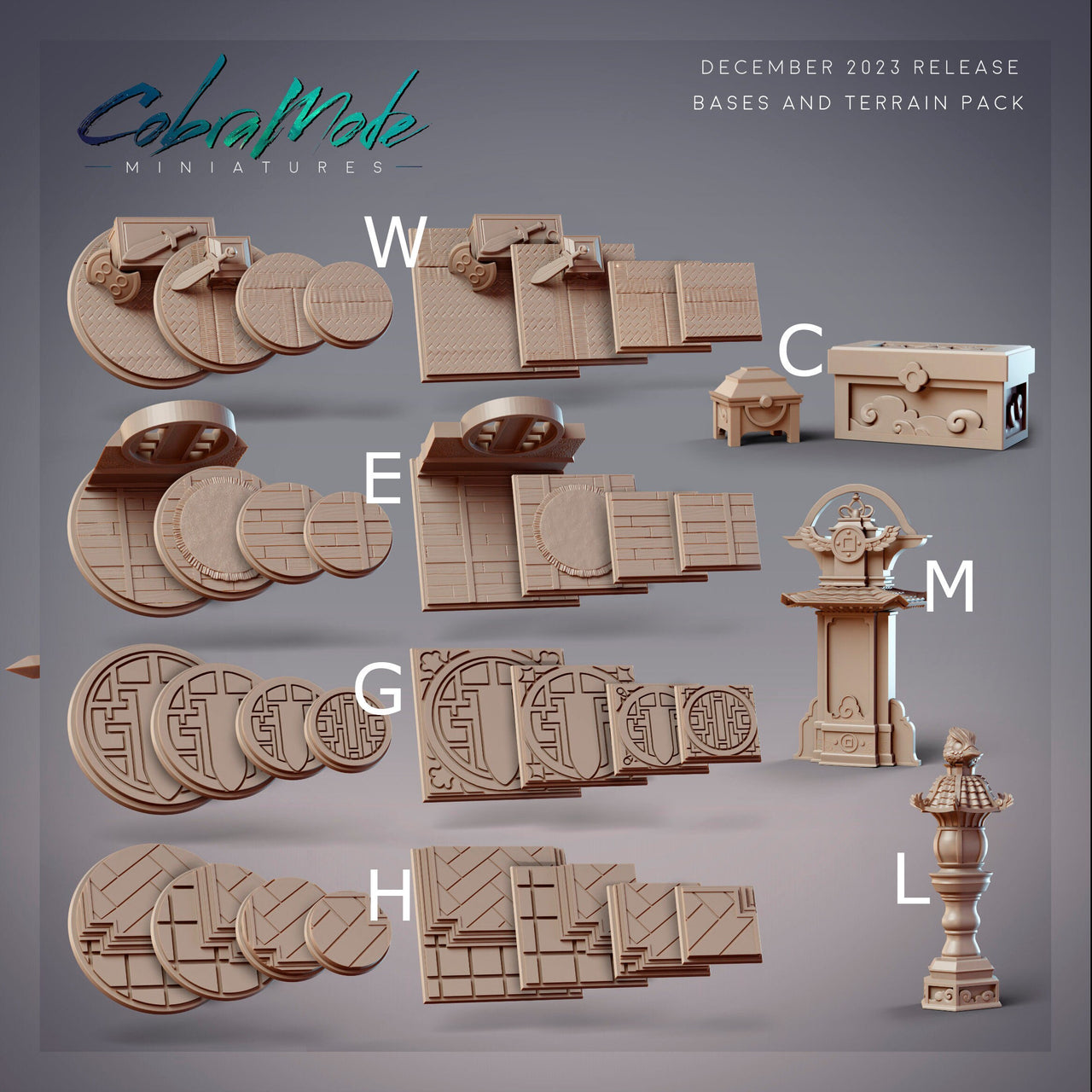 Castle Miniature Bases - CobraMode | Wargaming | Roleplaying Games | 25.4 | 30mm | 40mm | 50mm | Dojo | Temple