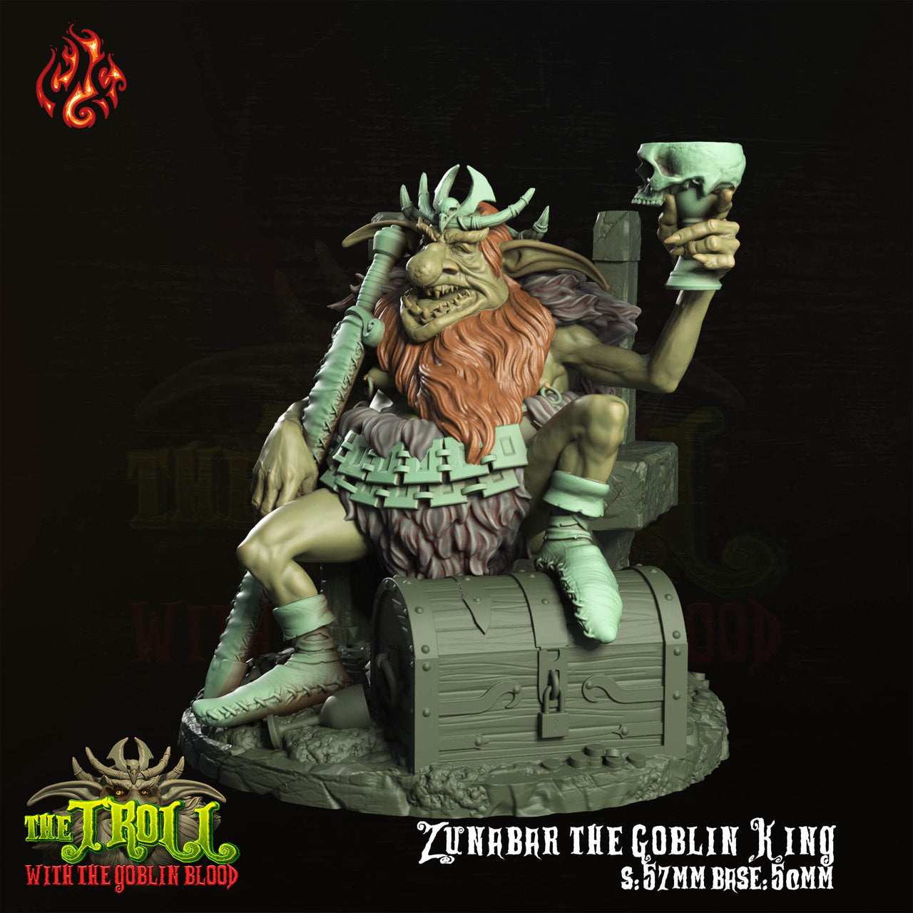 Zunabar the Goblin King - Crippled God Foundry - The Tainted Chapel | 32mm | Lord | Champion | Hobgoblin