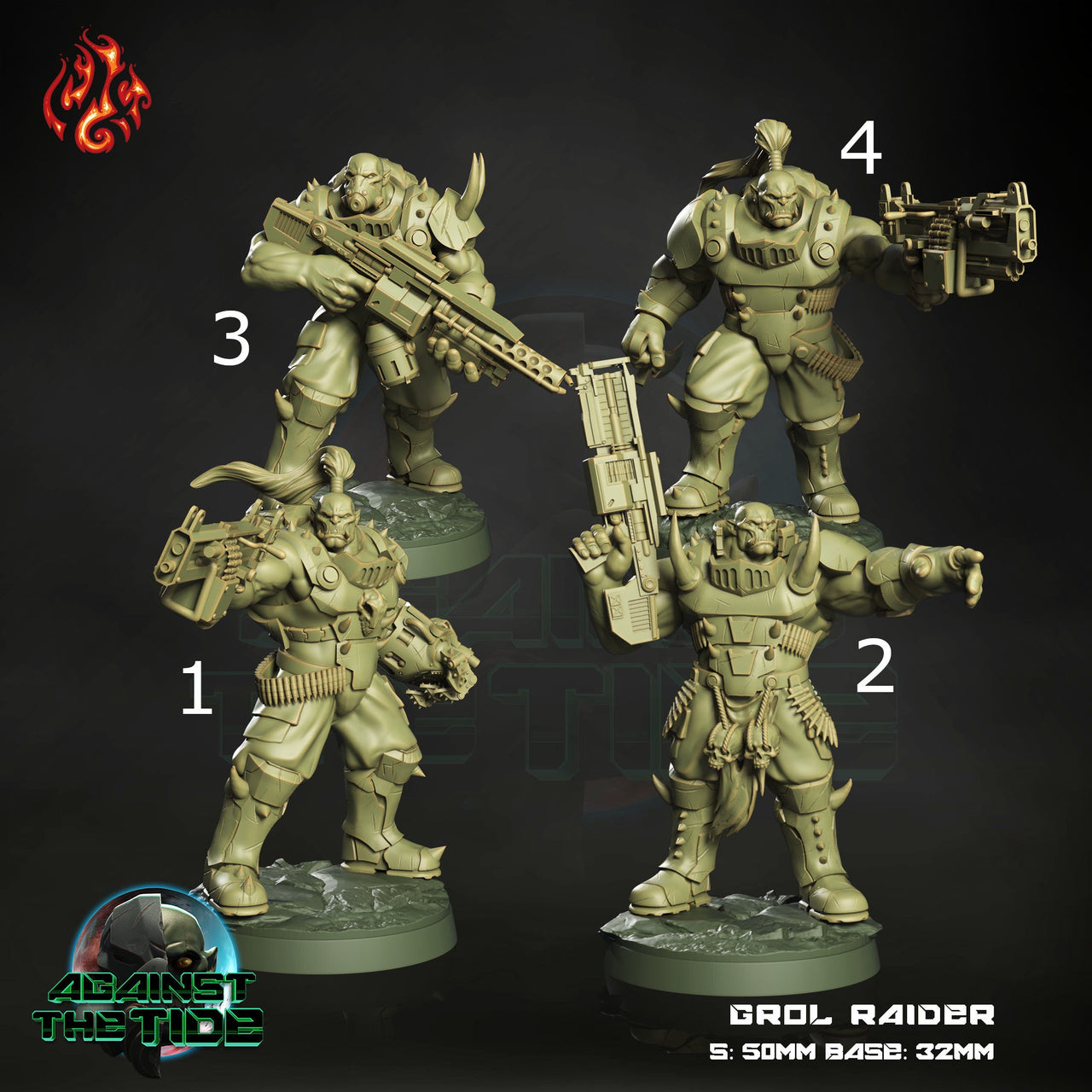 Grol Raiders, Orc Gunners - Crippled God Foundry - Against the Tide | 32mm | Scifi | Line trooper