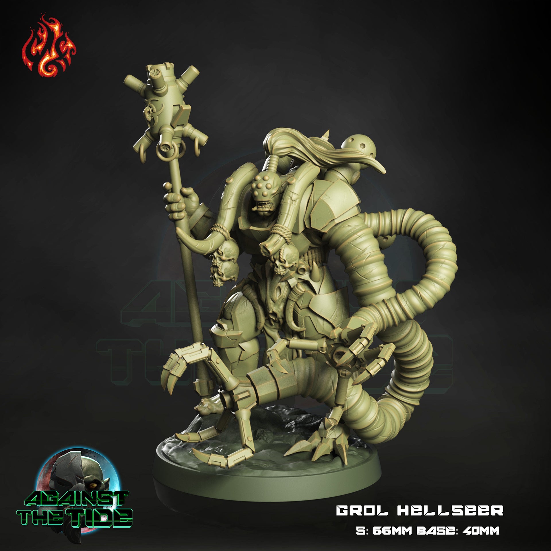 Grol Helseer, Orc Heavy Gunner - Crippled God Foundry - Against the Tide | 32mm | Scifi | Psychic | Cyborg