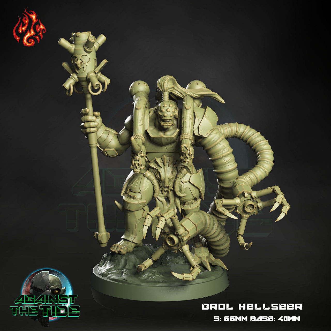 Grol Helseer, Orc Heavy Gunner - Crippled God Foundry - Against the Tide | 32mm | Scifi | Psychic | Cyborg