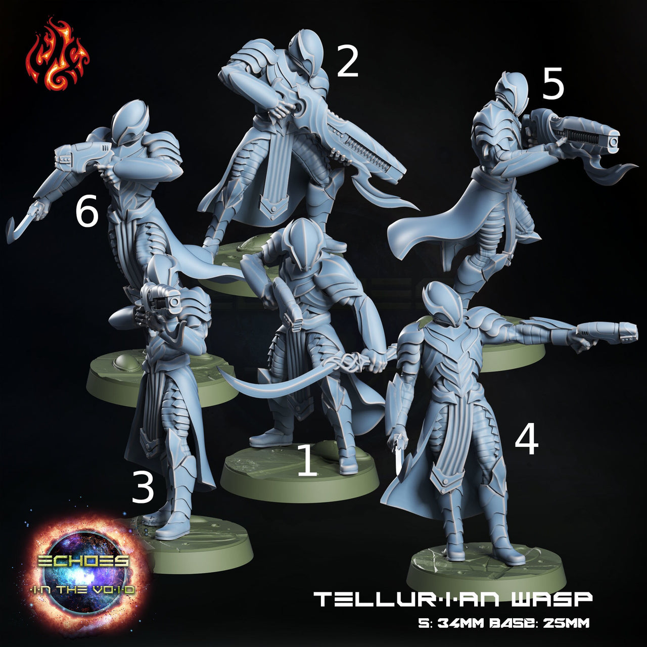 Tellurian Wasps, Space Elf Gunners - Crippled God Foundry - Echoes of the Void | 32mm | Scifi | High Elf Fleet