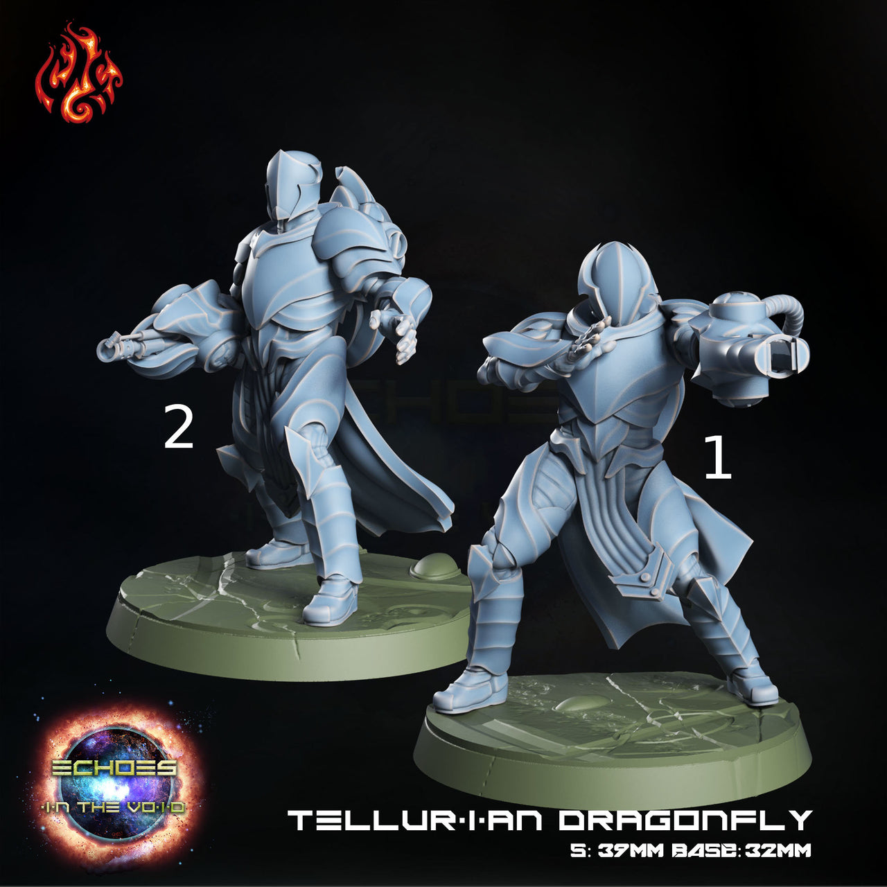 Tellurian Dragonfly, Space Elf Heavy Gunner - Crippled God Foundry - Echoes of the Void | 32mm | Scifi | High Elf Fleet