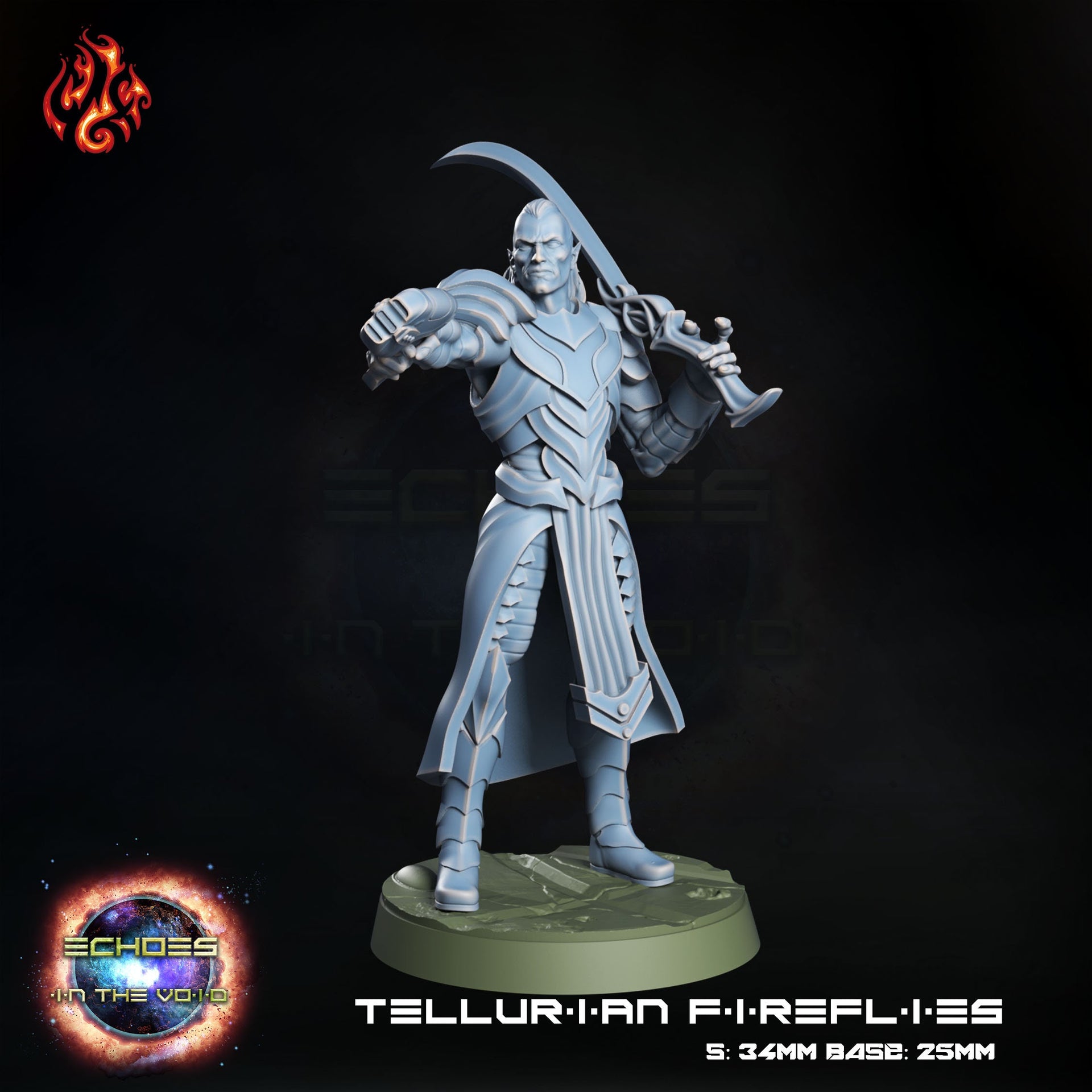 Tellurian Fireflies, Space Elf Champion - Crippled God Foundry - Echoes of the Void | 32mm | Scifi | High Elf Fleet