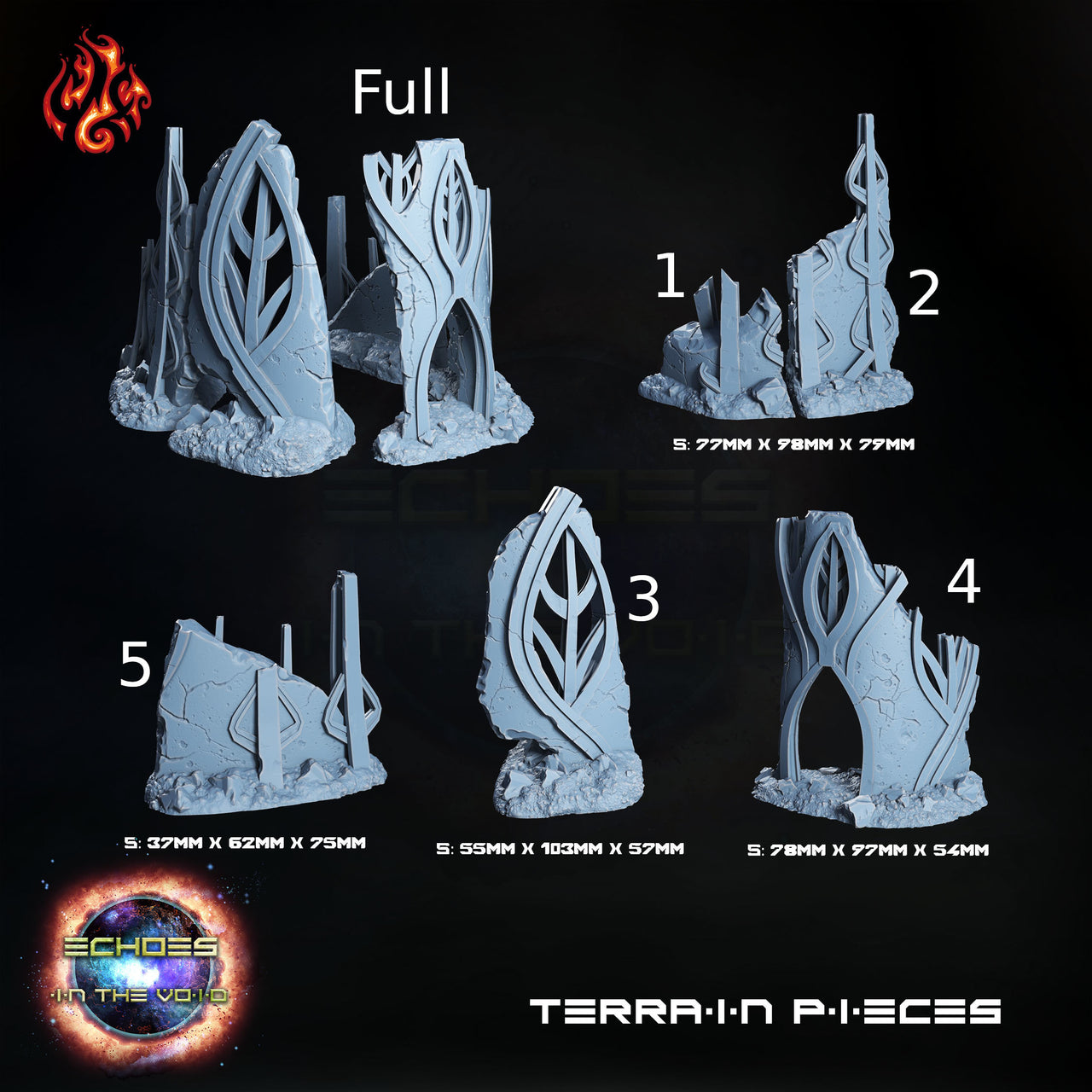 Ruined Buildings, Tellurian Ruins Scenery - Crippled God Foundry - Echoes of the Void | 32mm | Scifi | High Elf Fleet | Space Elf Terrain