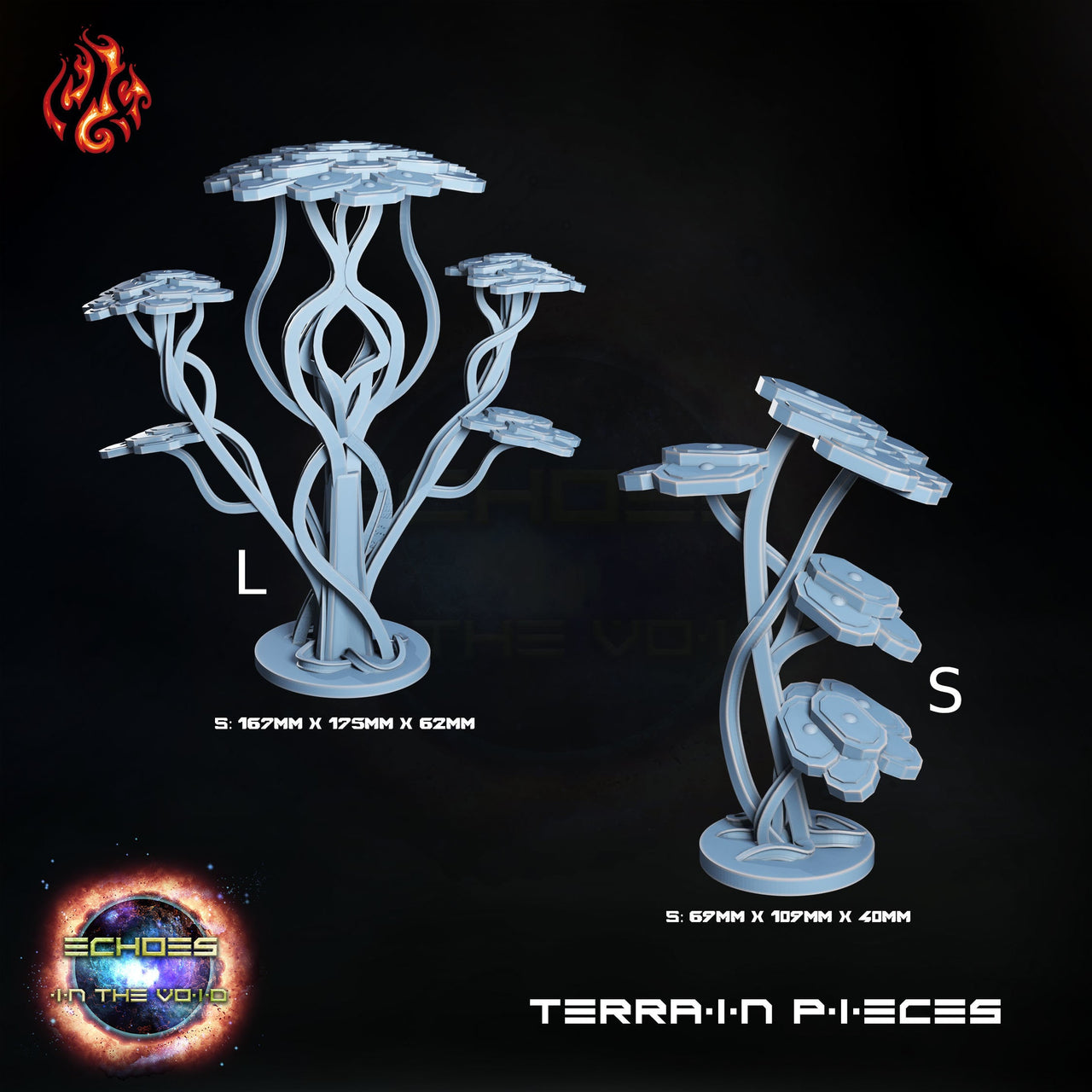 Scifi trees, Tellurian Ruins Scenery - Crippled God Foundry - Echoes of the Void | 32mm | Scifi |Artificial | Forest