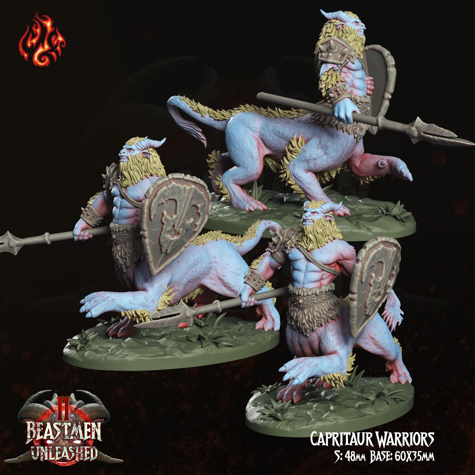 Capritaur Warriors, Beastman Centaur - Crippled God Foundry - 32mm | Knight | Barbarian | Cavalry
