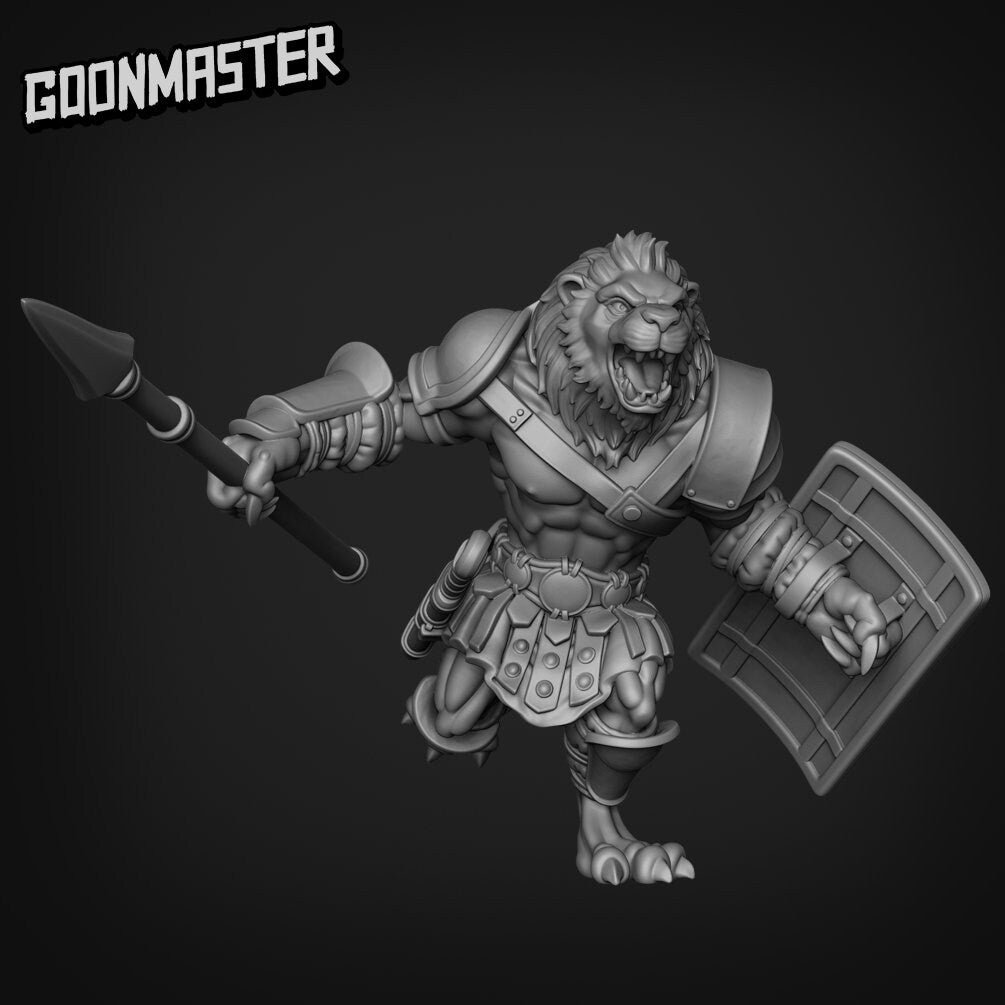 Lion Warrior- Goonmaster | Legendary Lions Miniature | Wargaming | Roleplaying Games | 32mm | Gladiator | Fighter | Barbarian