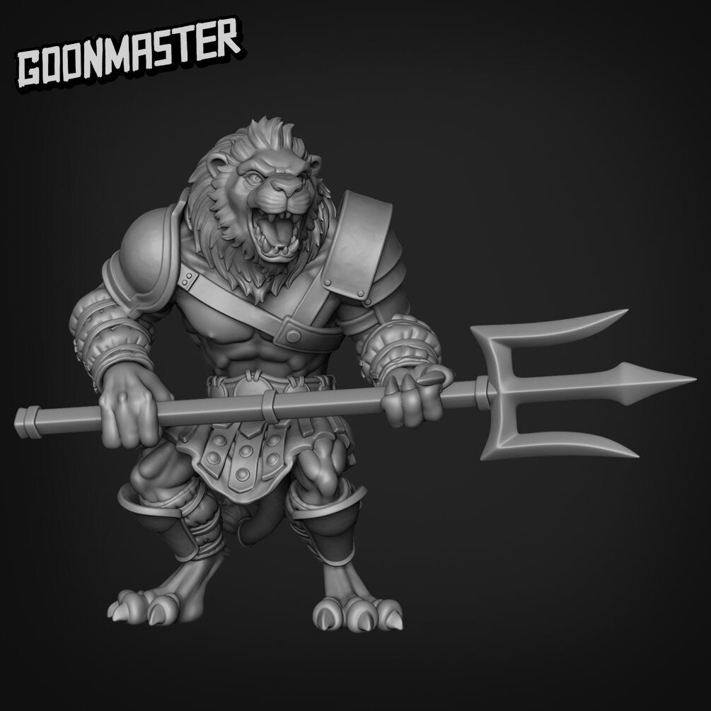 Lion Warrior- Goonmaster | Legendary Lions Miniature | Wargaming | Roleplaying Games | 32mm | Gladiator | Fighter | Barbarian