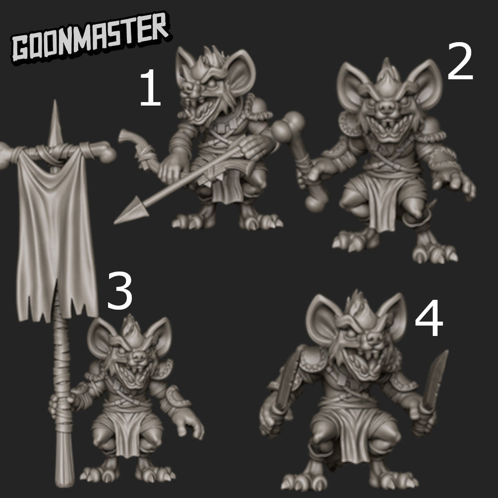 Gnoll Pups - Goonmaster | Savage Gnolls Miniature | Wargaming | Roleplaying Games | 32m | Fighter | Warrior | Soldier | Army | Mercenary