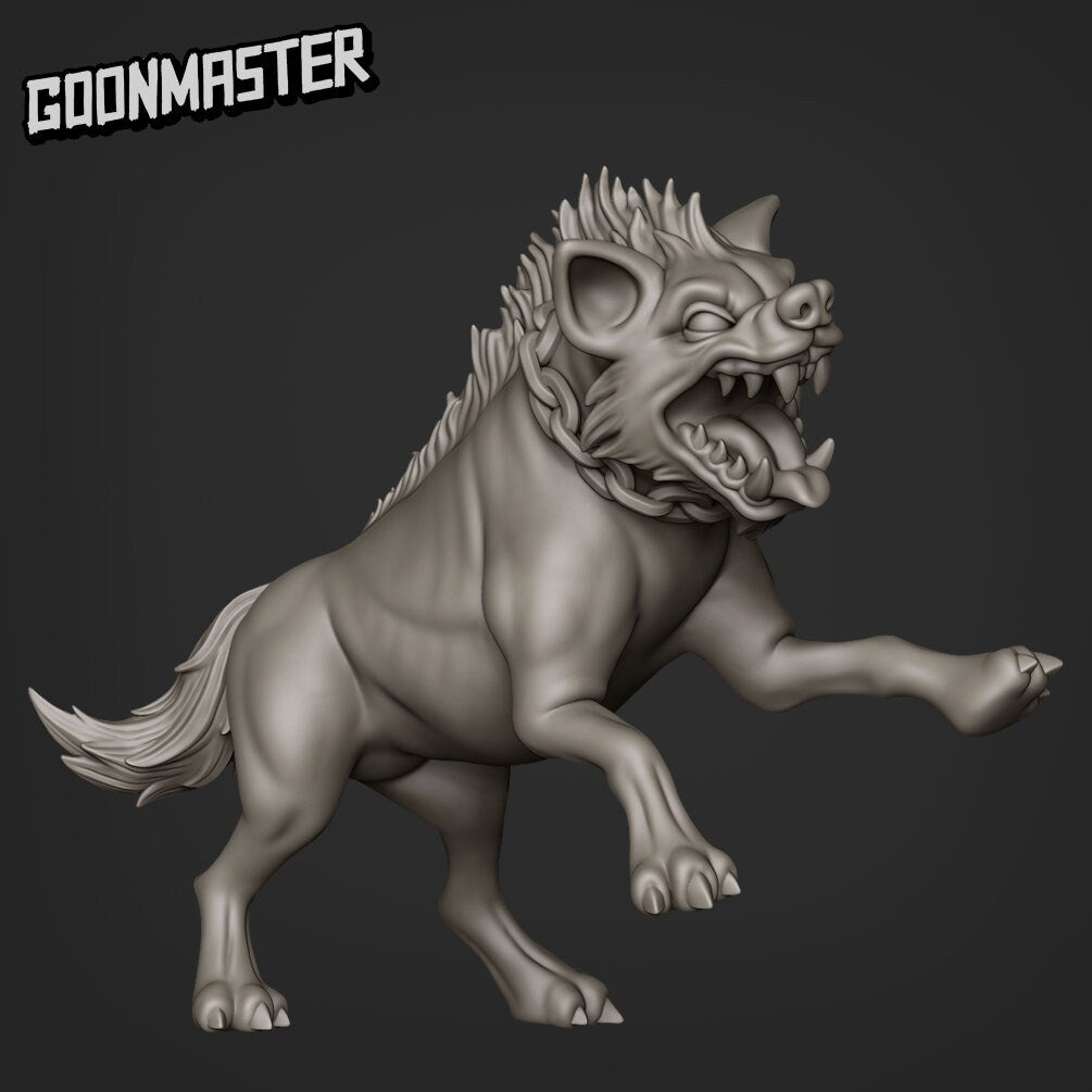 War Dogs - Goonmaster | Savage Gnolls | Miniature | Wargaming | Roleplaying Games | 32m | Hyena | Attack Dog