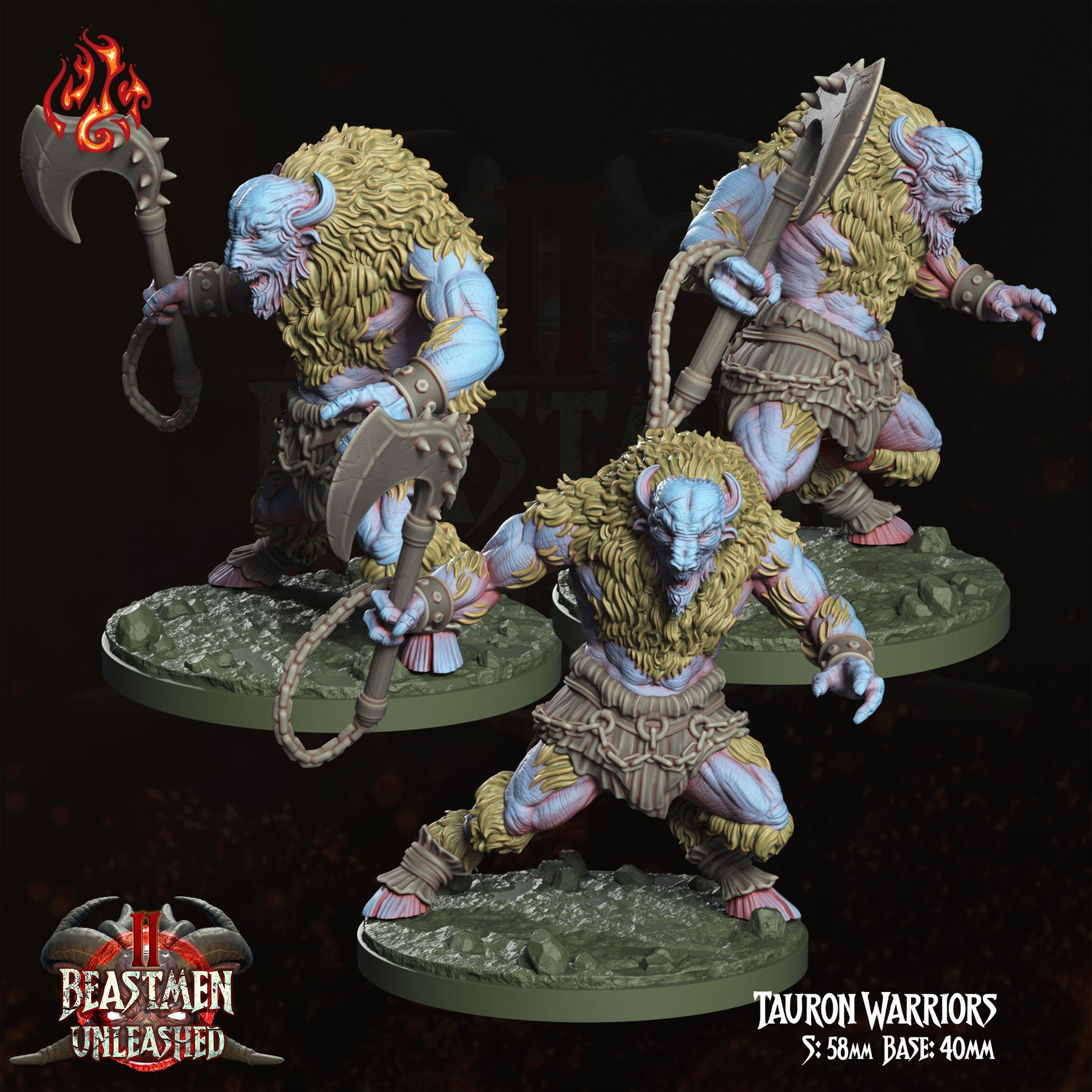 Tauron Warriors, Beastman Soldier- Crippled God Foundry - 32mm | Fighter| Barbarian | Chaos