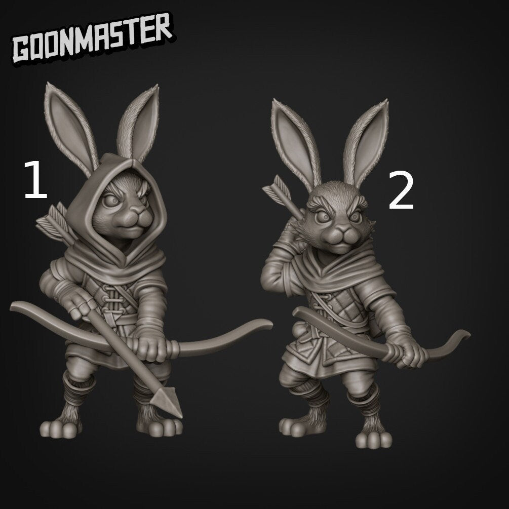 Rabbit Archers - Goonmaster | Bunny Brigade Miniature | Wargaming | Roleplaying Games | 32mm | Rogue | Archer | Ranger