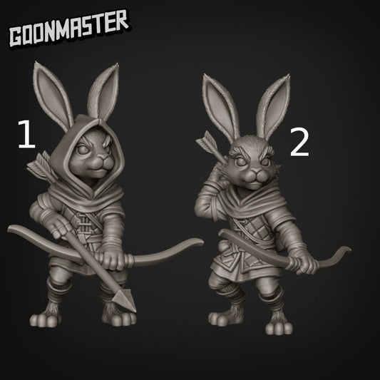 Rabbit Archers - Goonmaster | Bunny Brigade Miniature | Wargaming | Roleplaying Games | 32mm | Rogue | Archer | Ranger