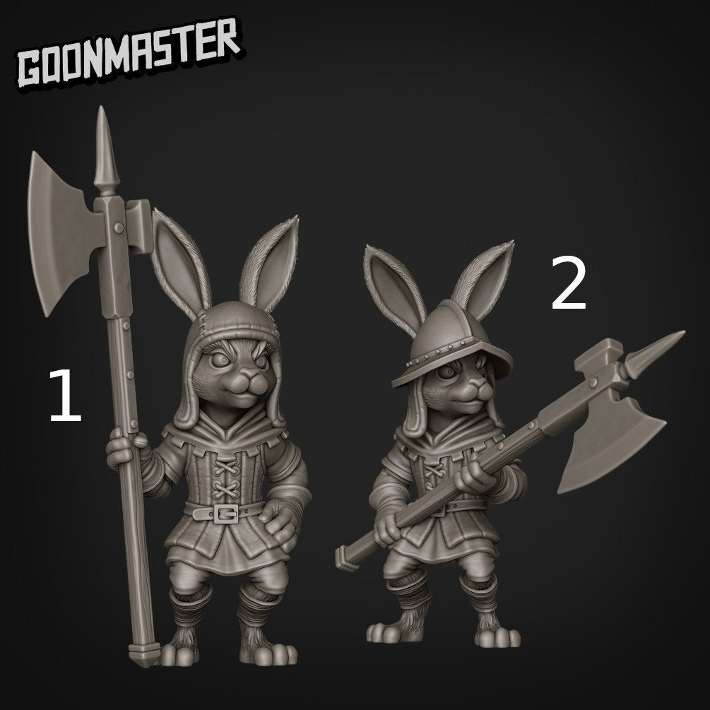 Rabbit Halberdier - Goonmaster | Bunny Brigade Miniature | Wargaming | Roleplaying Games | 32mm | Rogue | Bandit | Mercenary