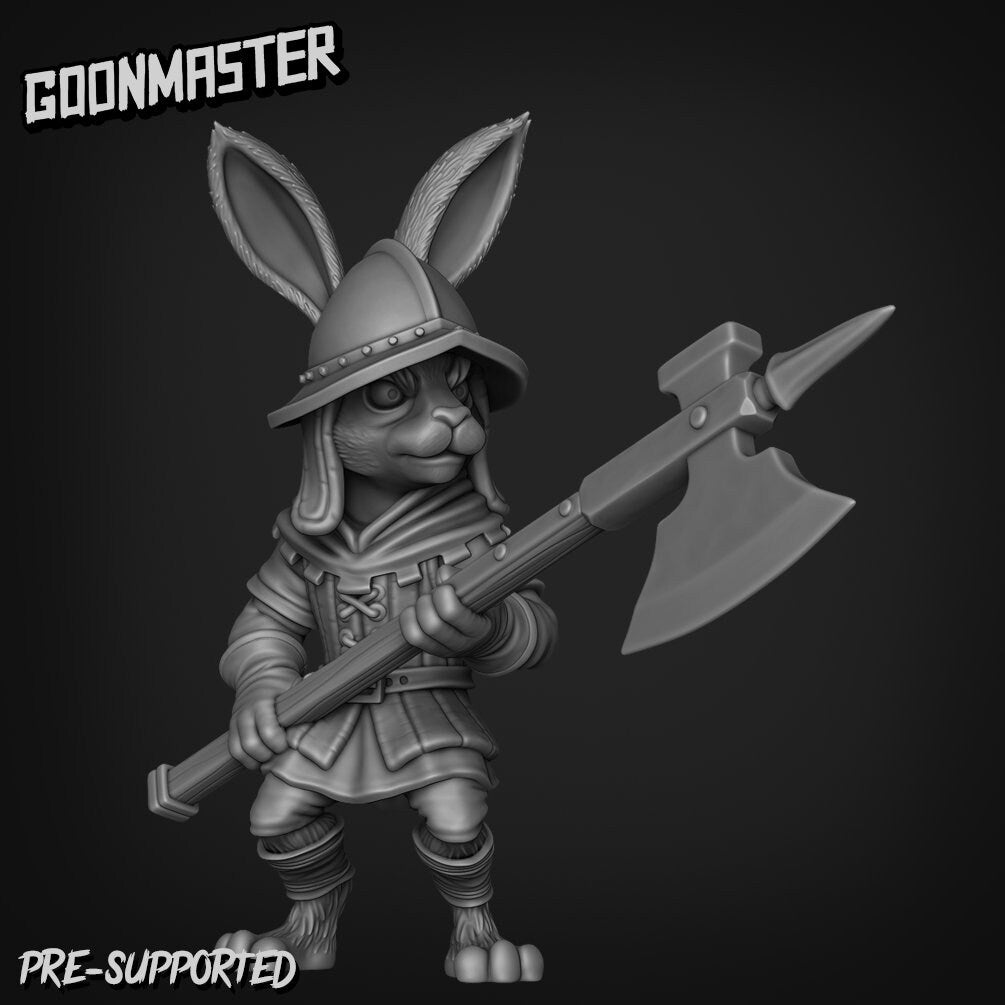 Rabbit Halberdier - Goonmaster | Bunny Brigade Miniature | Wargaming | Roleplaying Games | 32mm | Rogue | Bandit | Mercenary