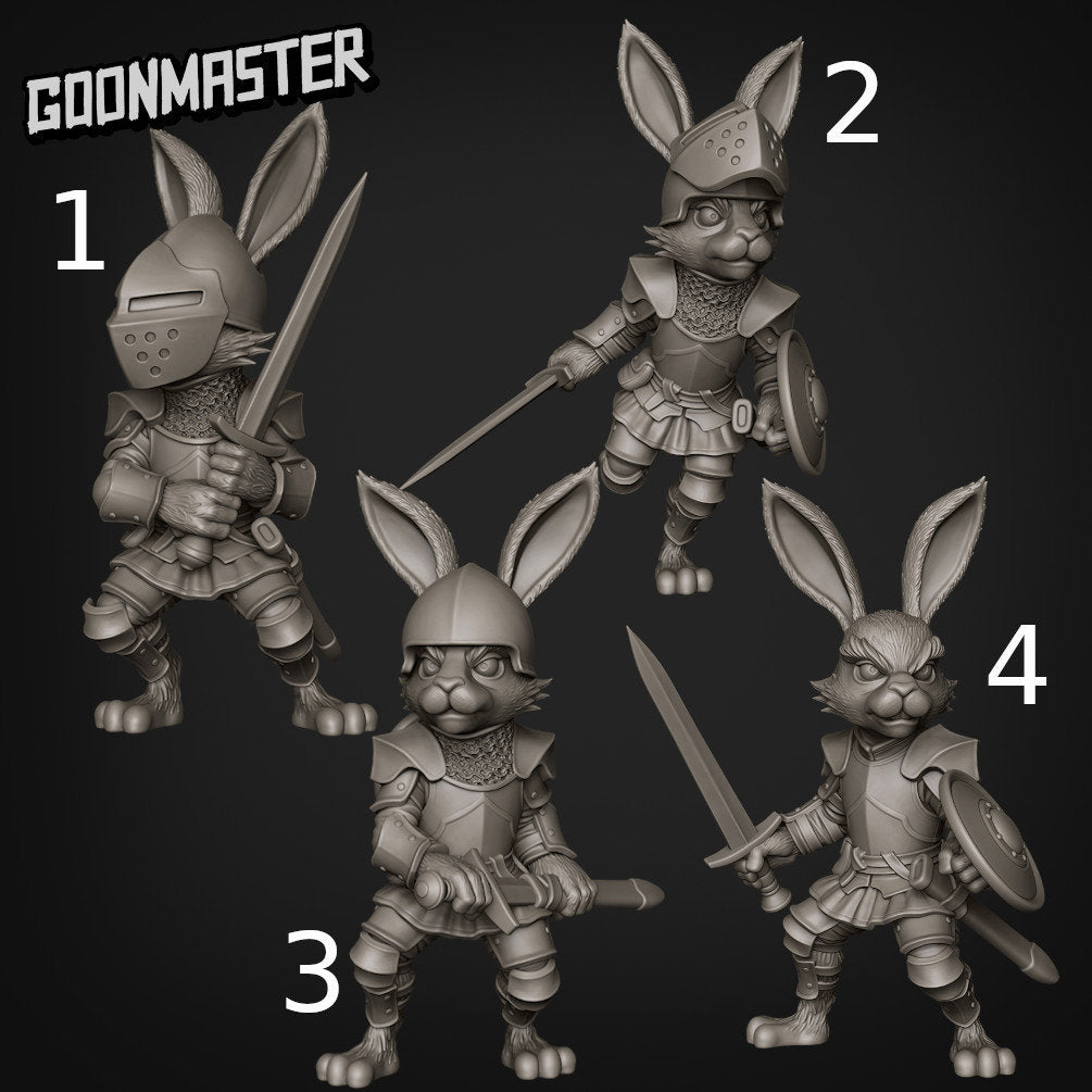 Rabbit Knight - Goonmaster | Bunny Brigade Miniature | Wargaming | Roleplaying Games | 32mm | Soldier | Mercenary