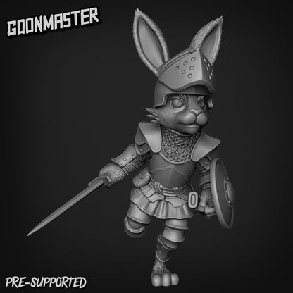 Rabbit Knight - Goonmaster | Bunny Brigade Miniature | Wargaming | Roleplaying Games | 32mm | Soldier | Mercenary