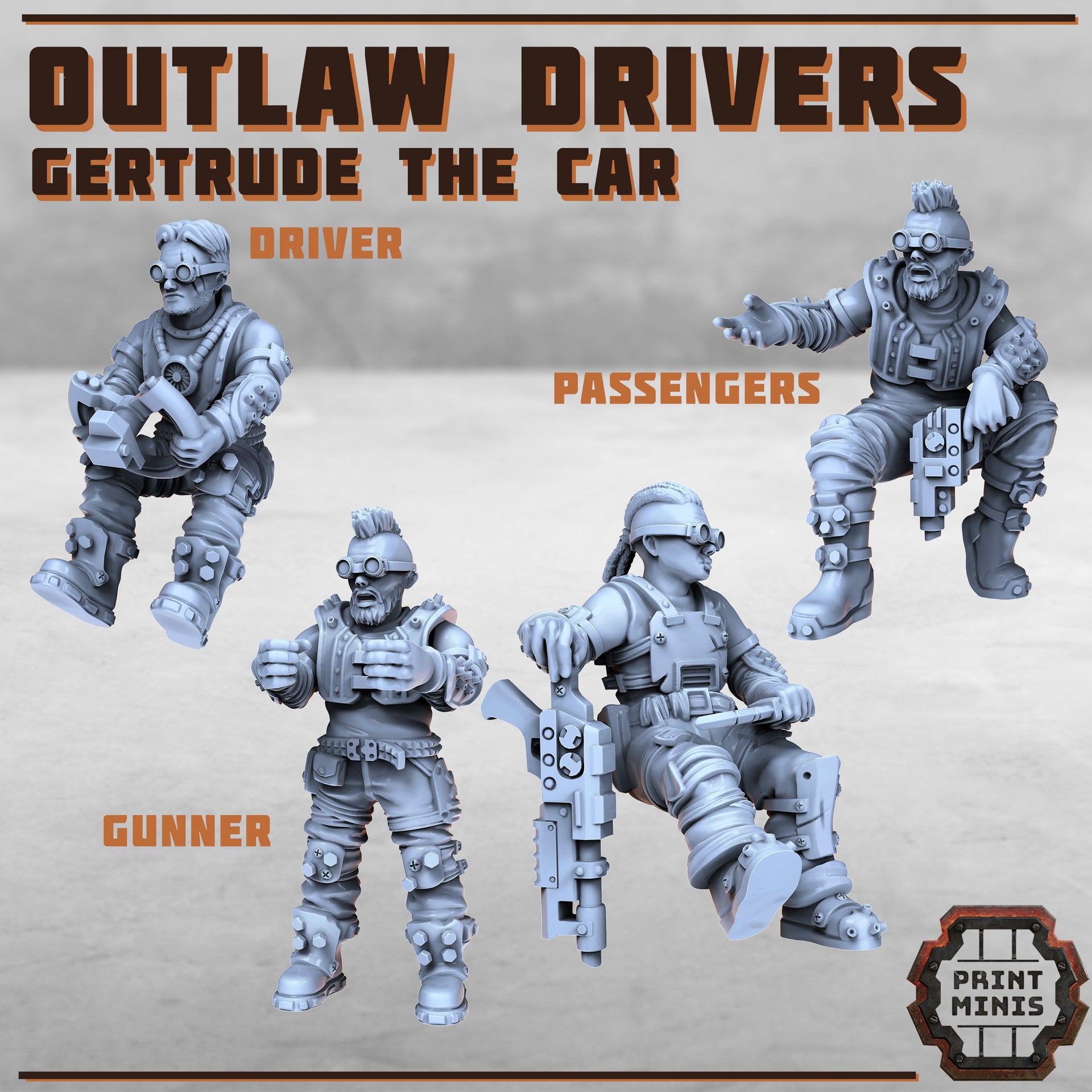 Gertrude, Race Car- Print Minis | Sci Fi | Tank | Crawler | Wasteland | Badlands |