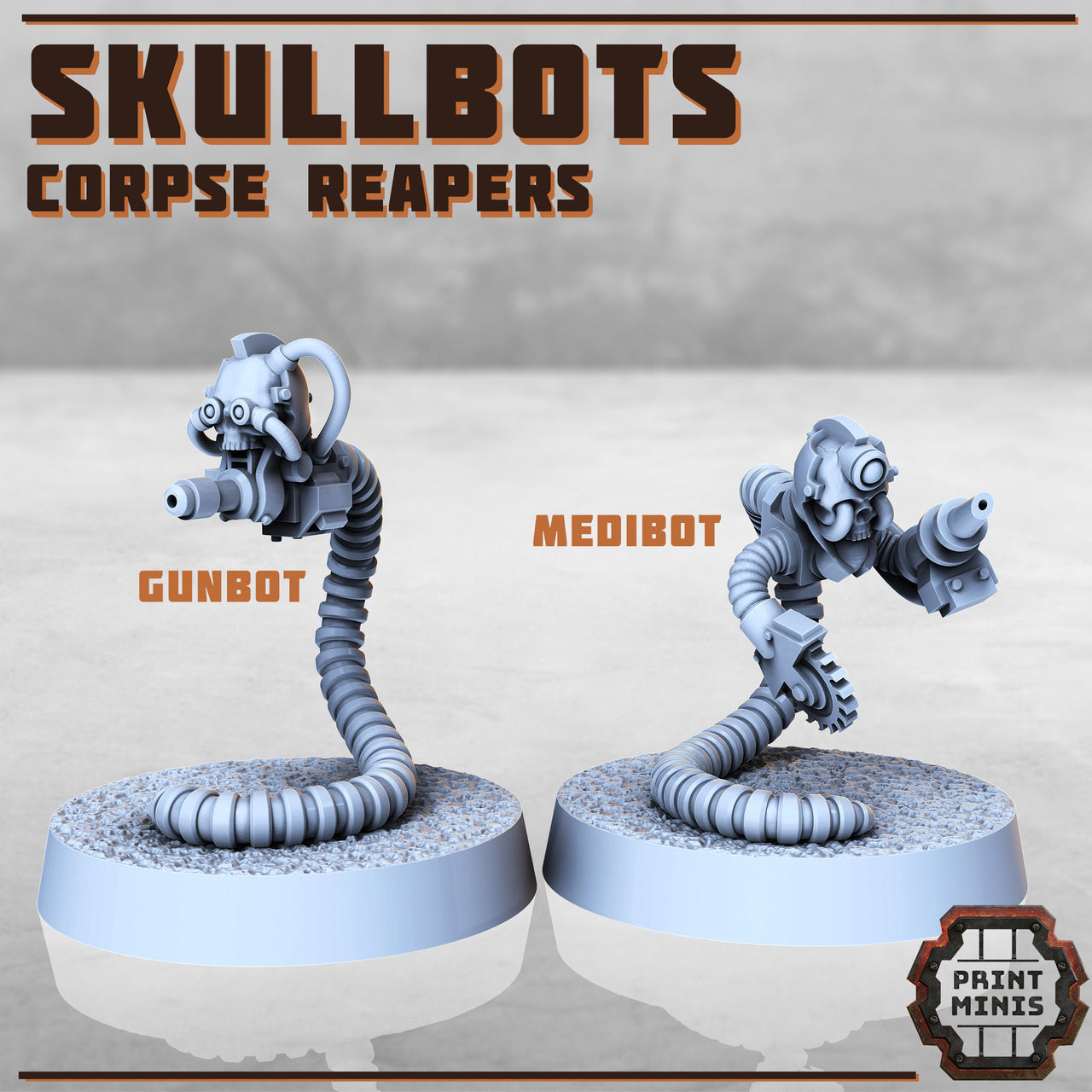 Skullbots, Flying Skull Robot - Print Minis | Sci Fi | Light Infantry | Imperial | 28mm Heroic | Gun Skull | Medical | Corpse Reavers