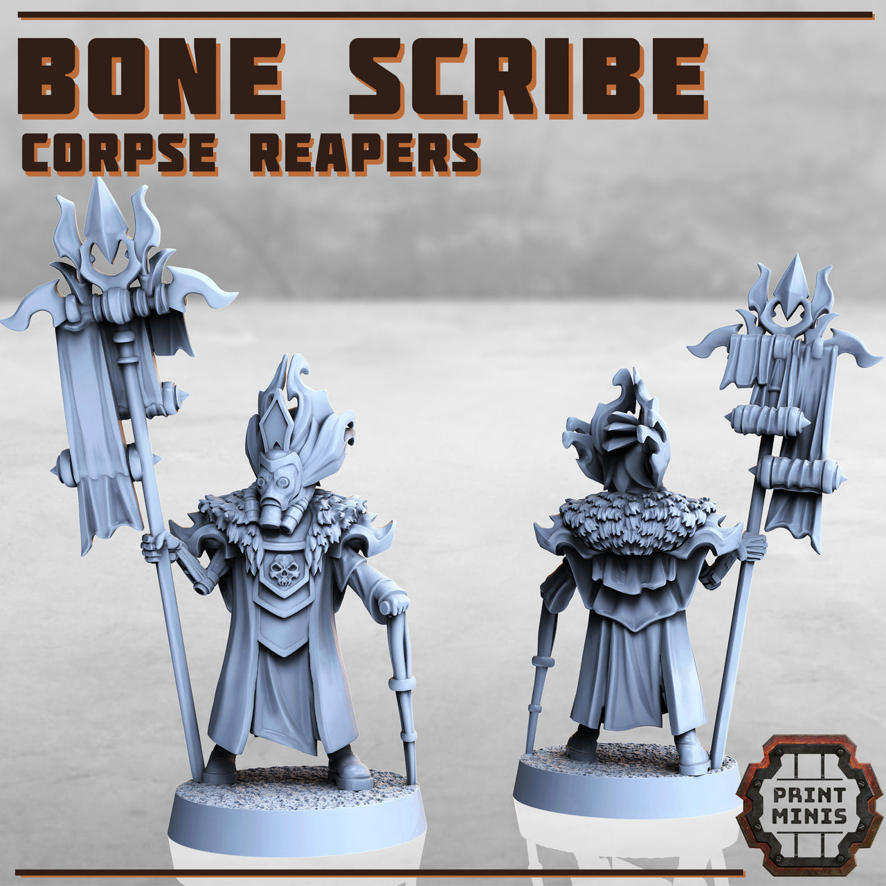 Bone Scribe, Corpse Reaver Banner - Print Minis | Sci Fi | Light Infantry | 28mm Heroic | Cultist | Wasteland | Warlord
