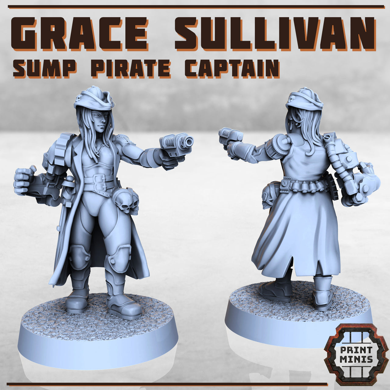 Grace Sullivan, Sump Captain - Print Minis | Sci Fi | Light Infantry | Imperial | 28mm Heroic | Guard | General | Commisar