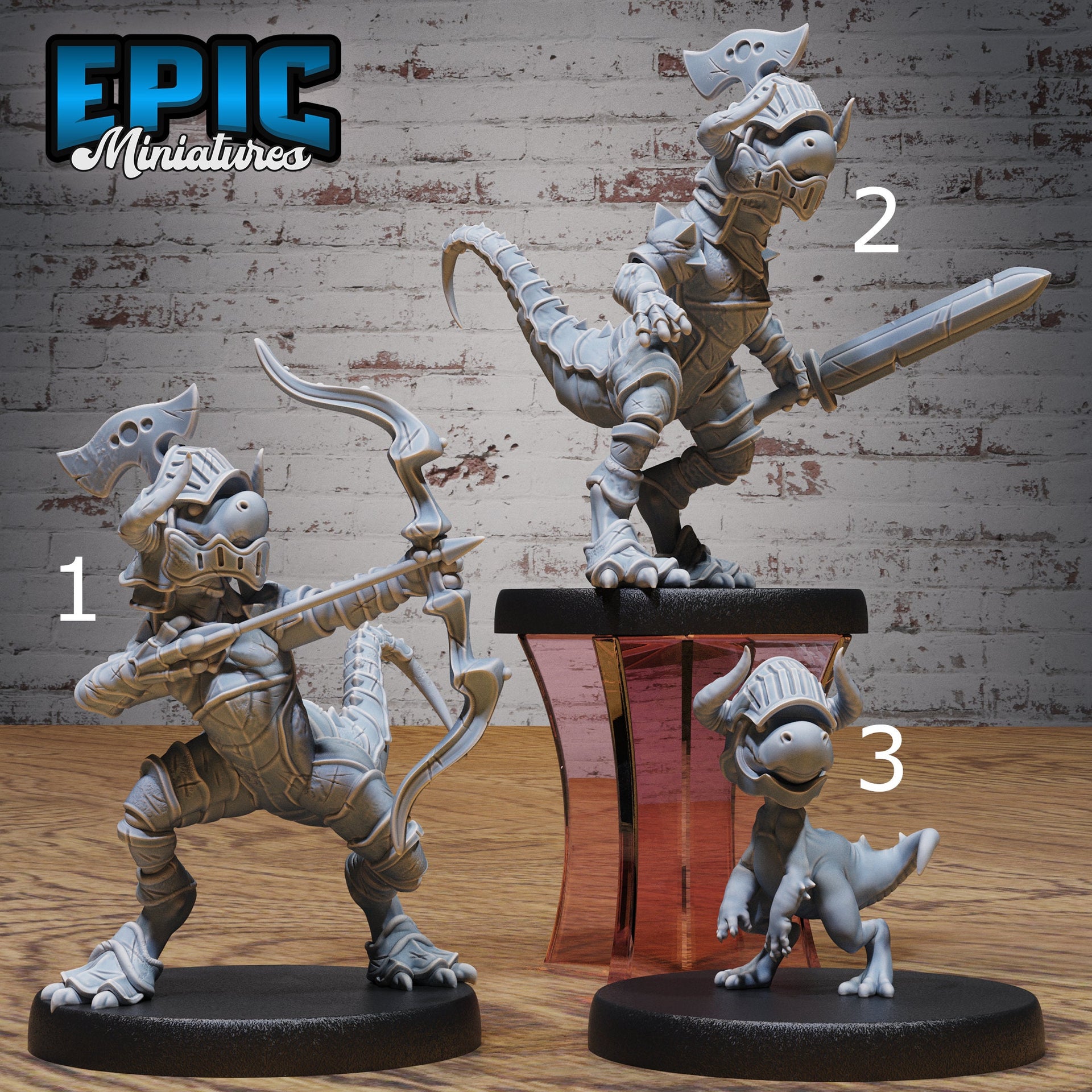 Dino Knight - Epic Miniatures | Elemental Lands | 28mm | 32mm | Fighter | Archer | Baby