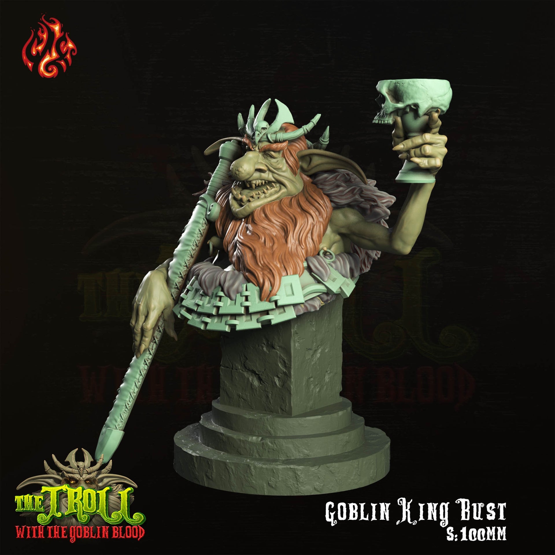 Zunabar the Goblin King Bust - Crippled God Foundry - The Tainted Chapel | 32mm | Lord | Champion | Hobgoblin | Statue