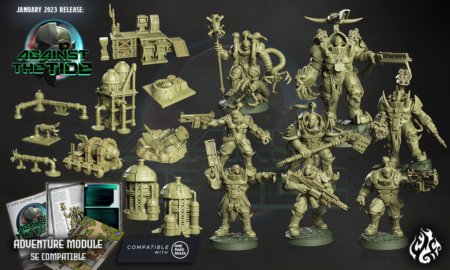 Grol Ravager, Orc Boss - Crippled God Foundry - Against the Tide | 32mm | Scifi | Power Armor | Champion