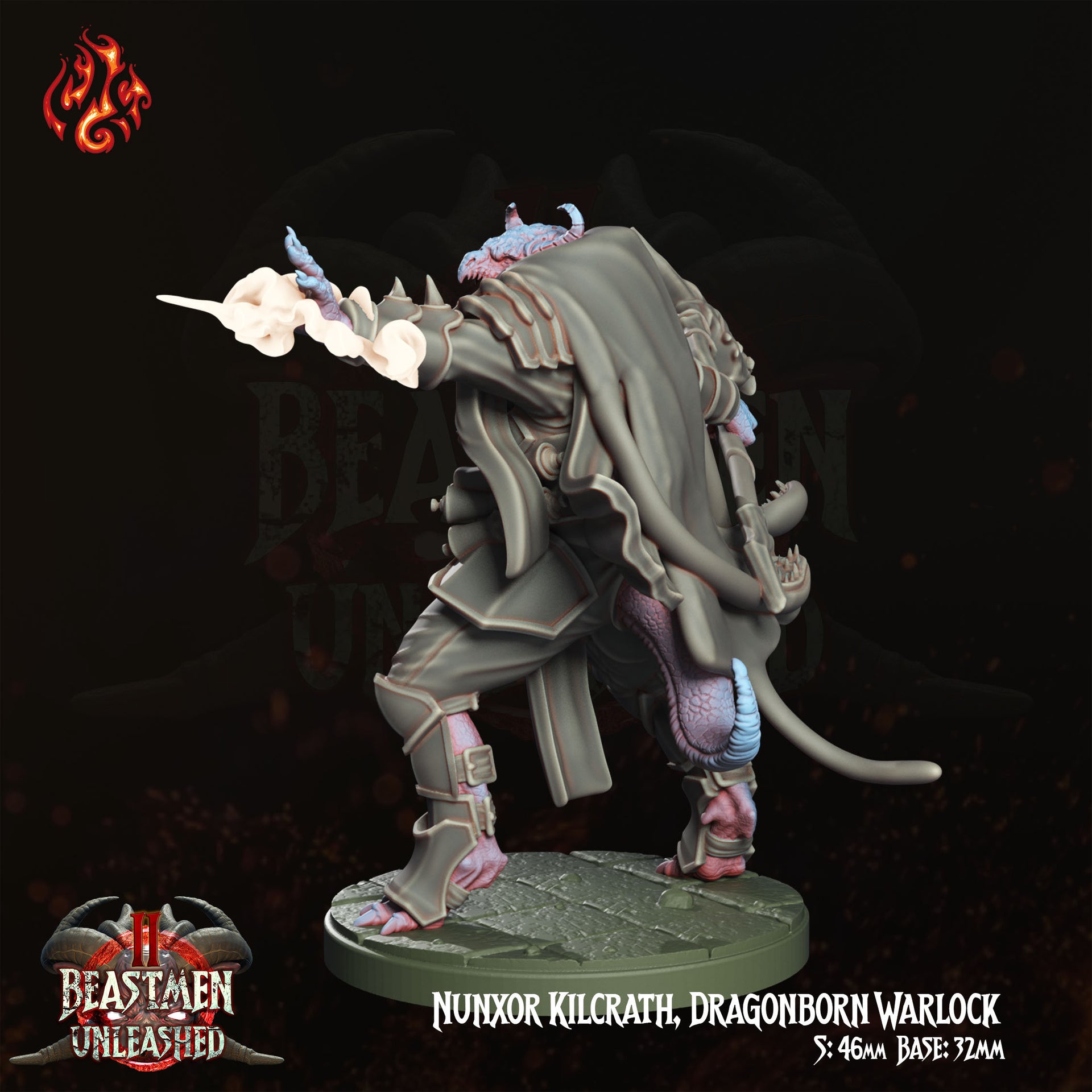 Nunxor Kilcrath, Dragonborn Warlock - Crippled God Foundry - 32mm | Dragonfolk | Lizardman | Sorcerer