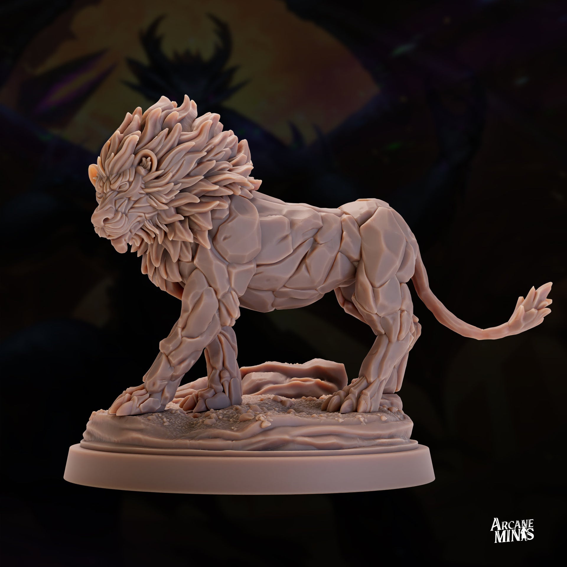 Stonemane Lion - Arcane Minis | 32mm | Monster Madness | Elemental | Golem | Construct