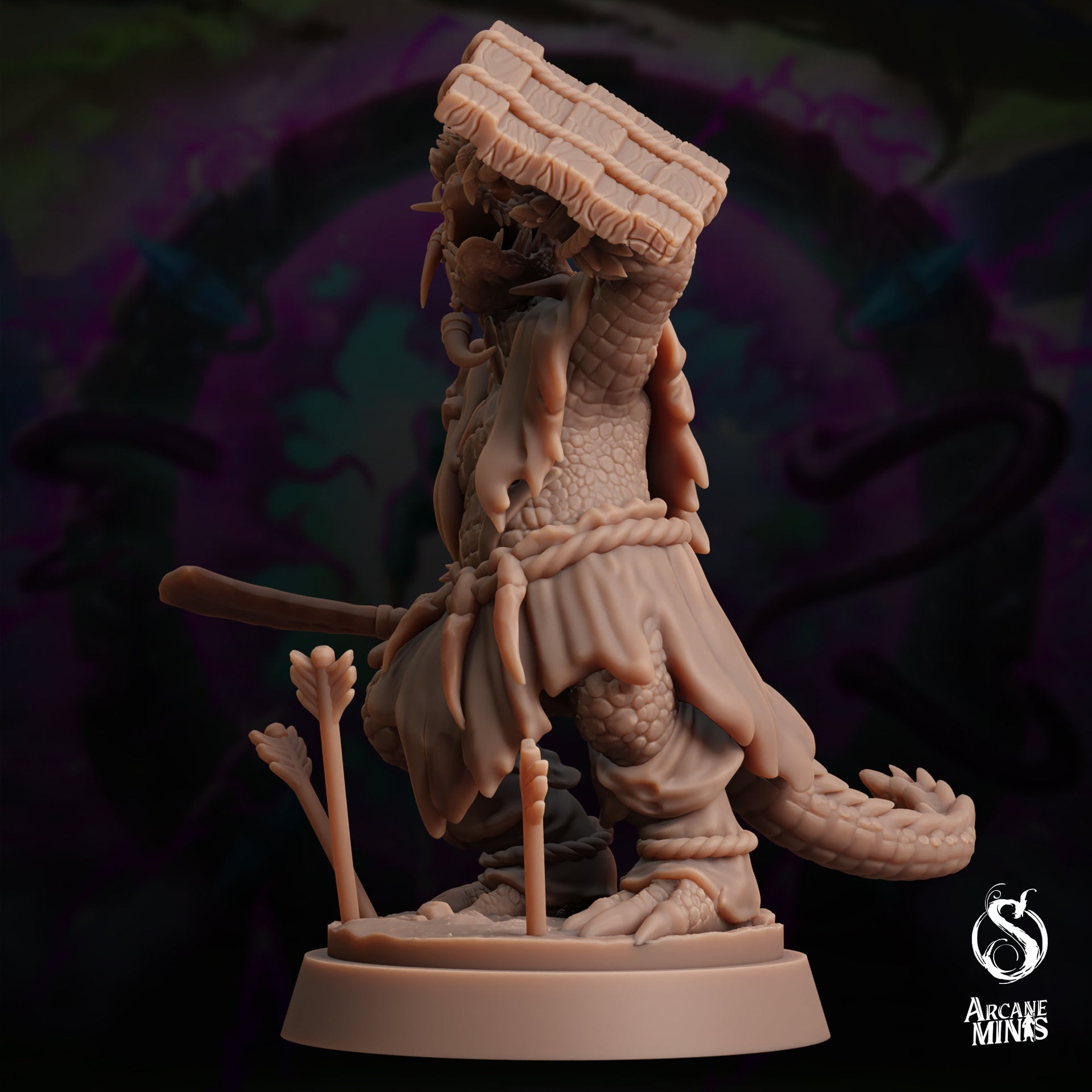 Maka Elite, Gatorfolk Warrior - Arcane Minis | 32mm | The Skybreaker Chronicles | Alligator | Crocodile | Lizardman