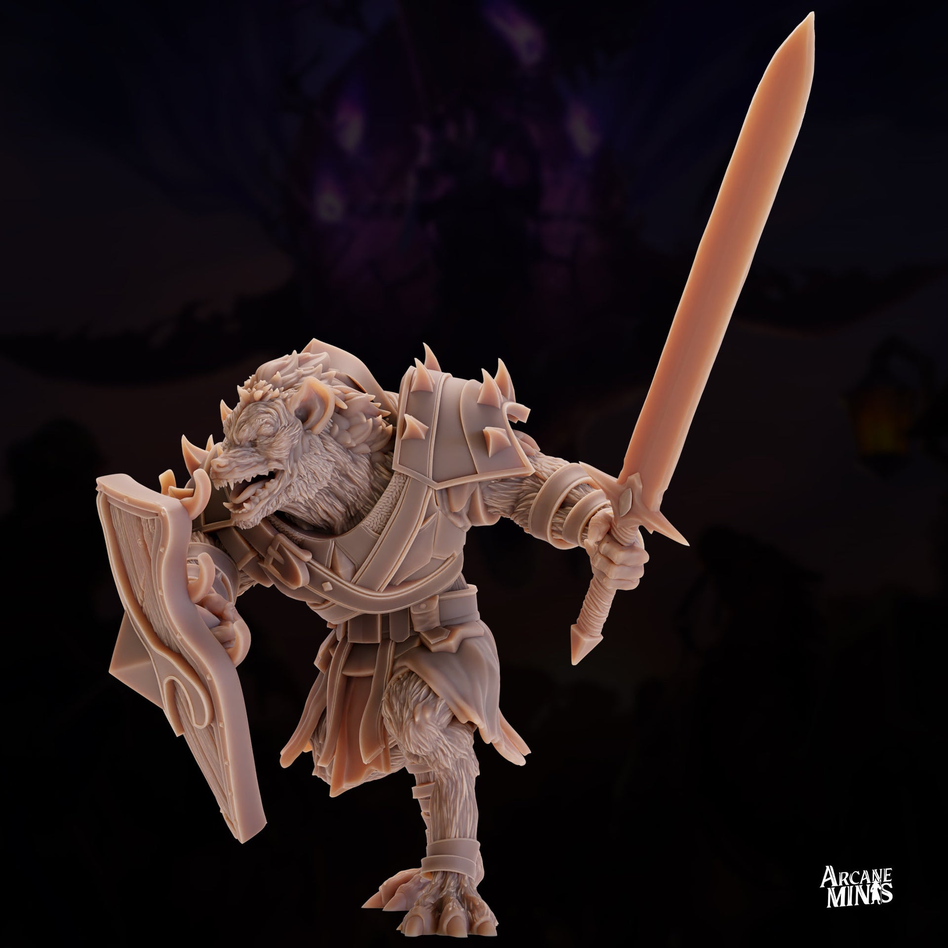 Gnoll Warlord- Arcane Minis | 32mm | Raiders of Ruin | Armored | Fighter | Skyboard | Airship