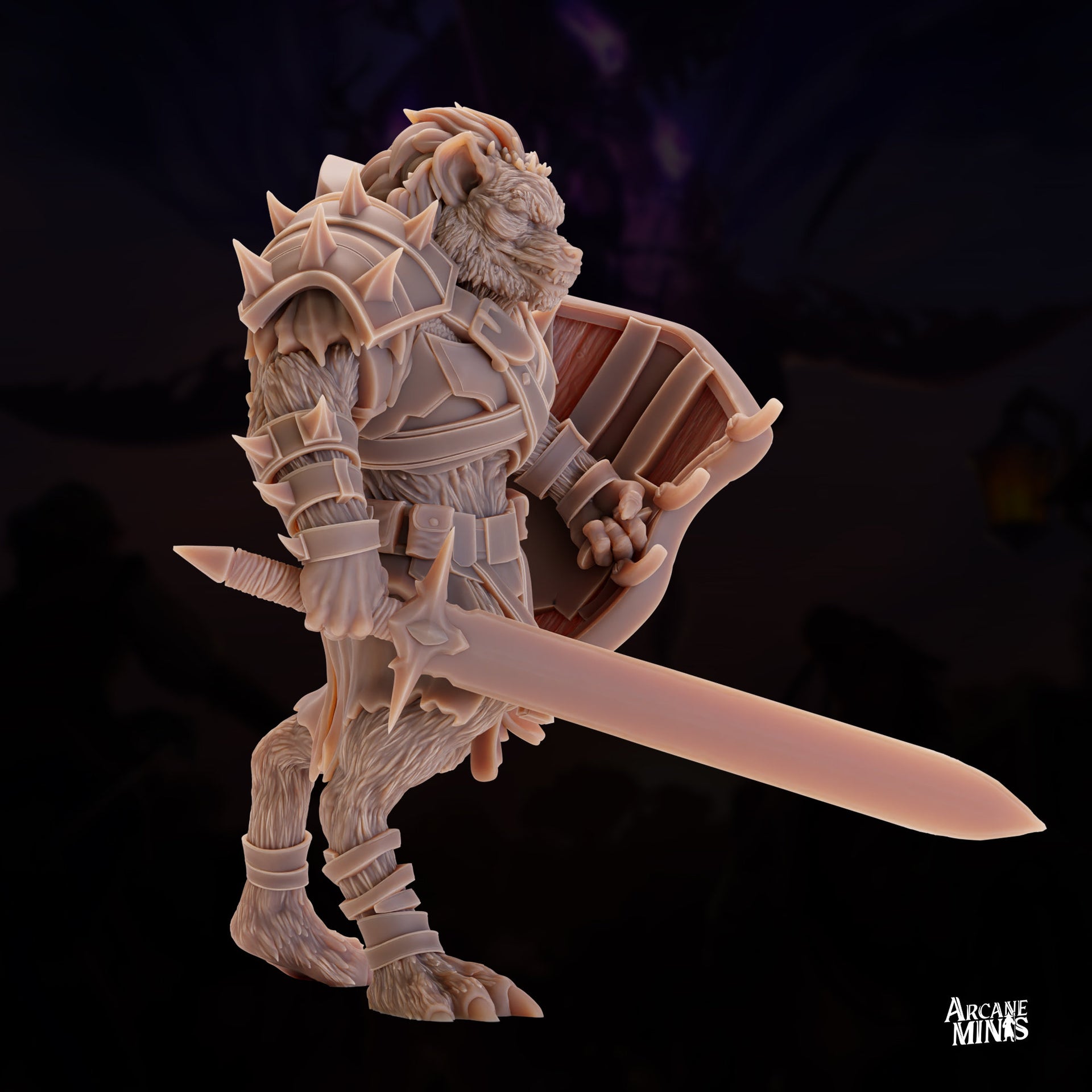 Gnoll Warlord- Arcane Minis | 32mm | Raiders of Ruin | Armored | Fighter | Skyboard | Airship