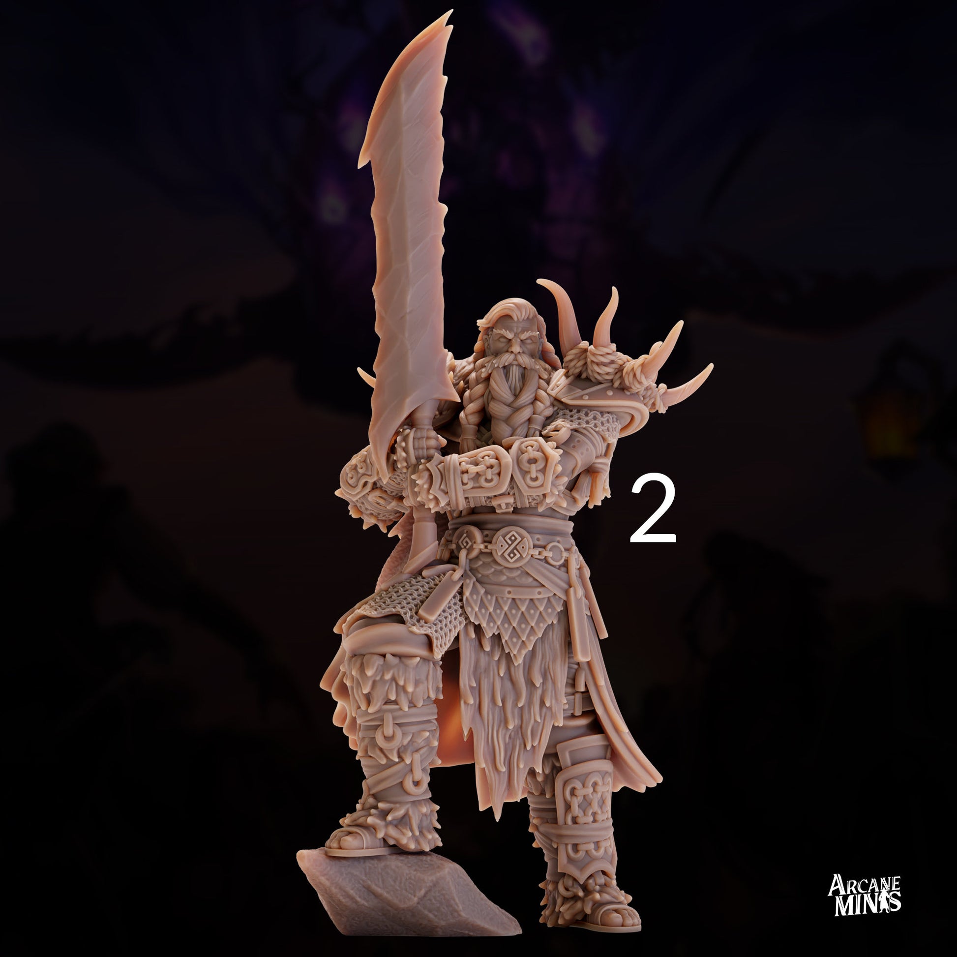 Human Frost Barbarian, Male- Arcane Minis | 32mm | Raiders of Ruin | Axe | Fighter | Skyboard | Airship