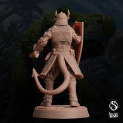 Tiefling Town Guard - Arcane Minis | 32mm | Dino Domination | Fighter | Knight | Soldier | Demonkin