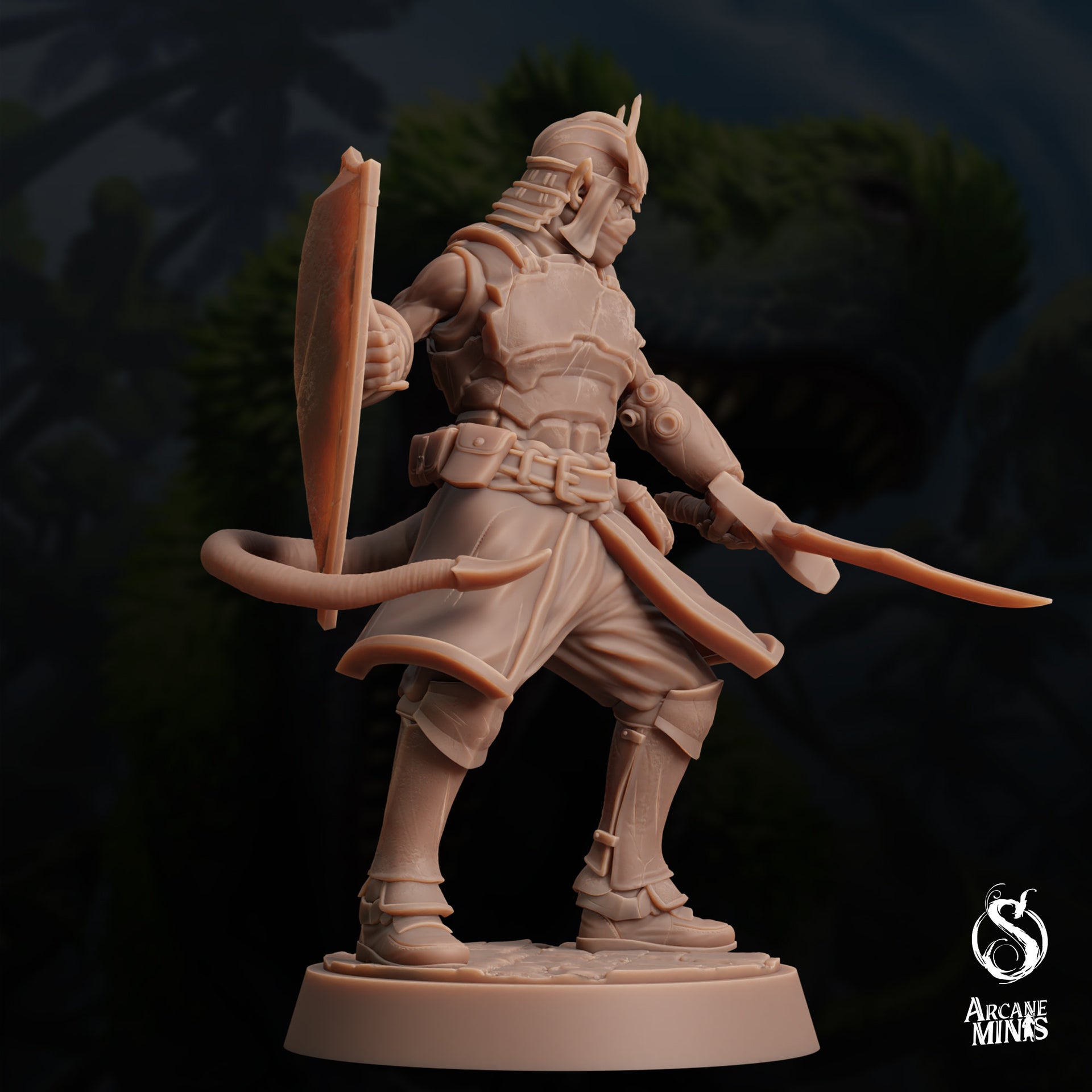 Tiefling Town Guard - Arcane Minis | 32mm | Dino Domination | Fighter | Knight | Soldier | Demonkin