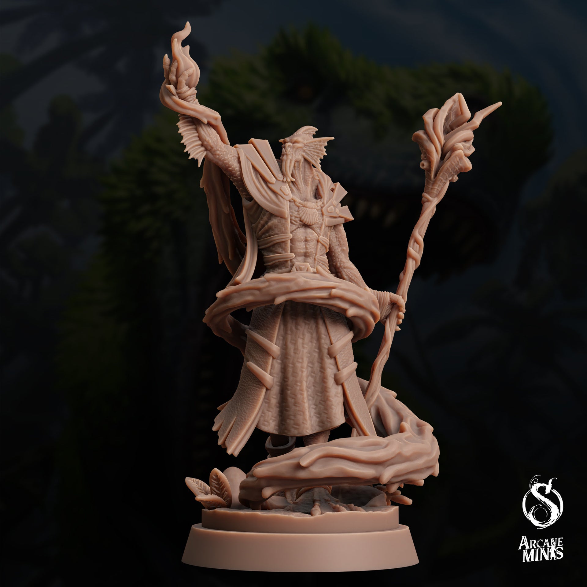 Sahuagin Warlock - Arcane Minis | 32mm | Dino Domination | Fishfolk | Sorcerer