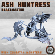 Ash Huntress and Zulbatans, Beastmaster - Print Minis | Sci Fi | Light Infantry | 28mm Heroic | Cultist | Wasteland | Hunter