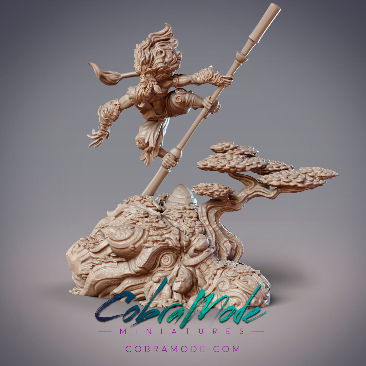 Sarugami Zuijin Saeno, Monkey King - CobraMode | Miniature | Wargaming | Roleplaying Games | 32mm | 54mm | Sun Wukong