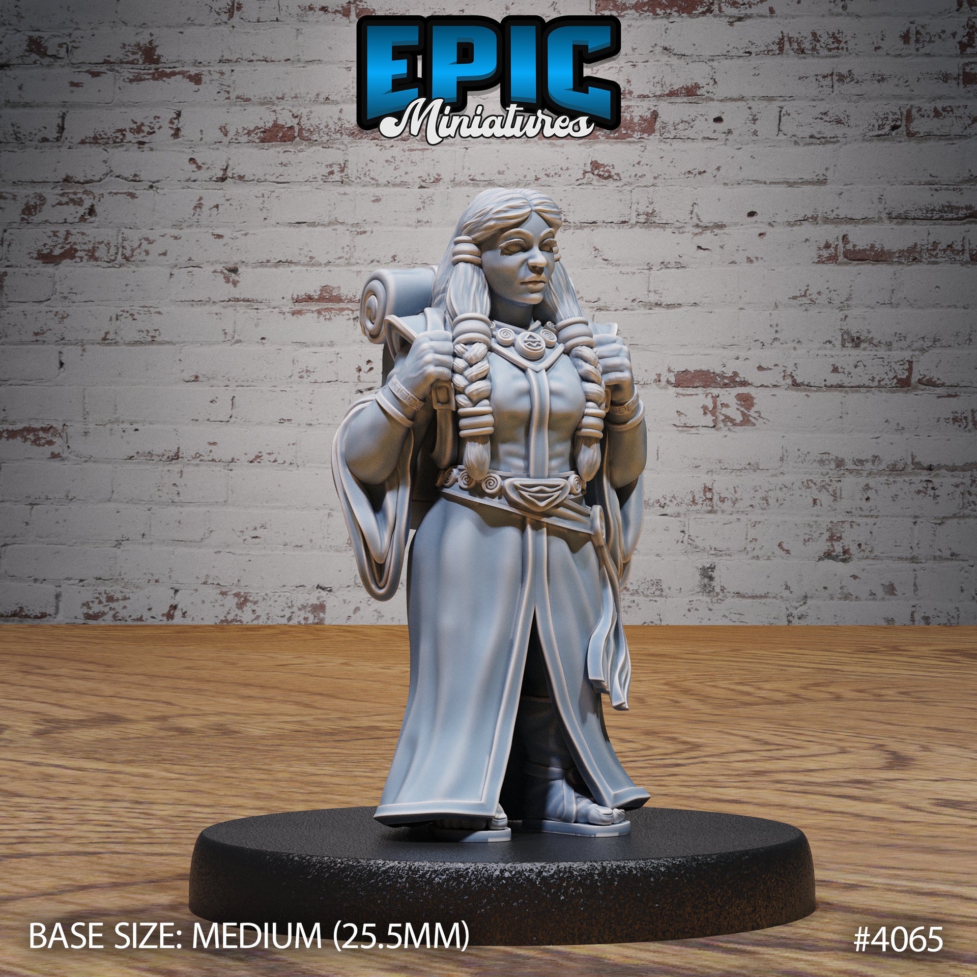 Dwarf Wind Mage Female- Epic Miniatures | Elemental Lands | 28mm | 32mm |PC | Sorcerer | Traveler | Wizard