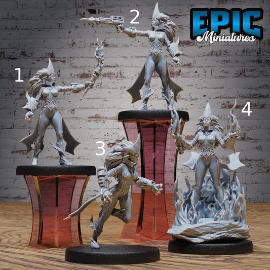 Fire Genasi Female - Epic Miniatures | Elemental Lands | 28mm | 32mm | Sorcerer | Warlock | Gunslinger