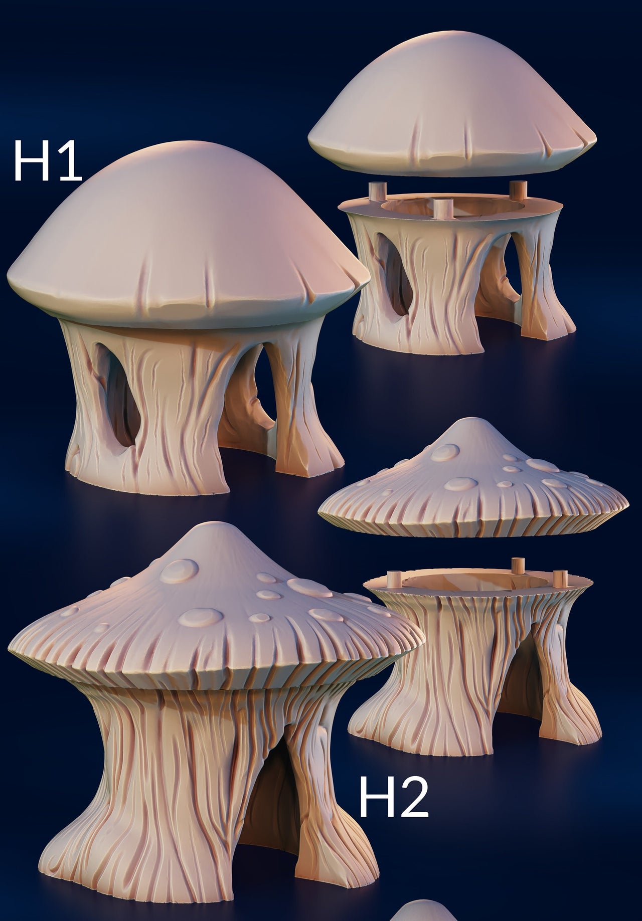 Giant Mushroom House - Fungal Tunnels by 3DHexes | Big Fungus Terrain for Roleplaying and Gaming | Shroom