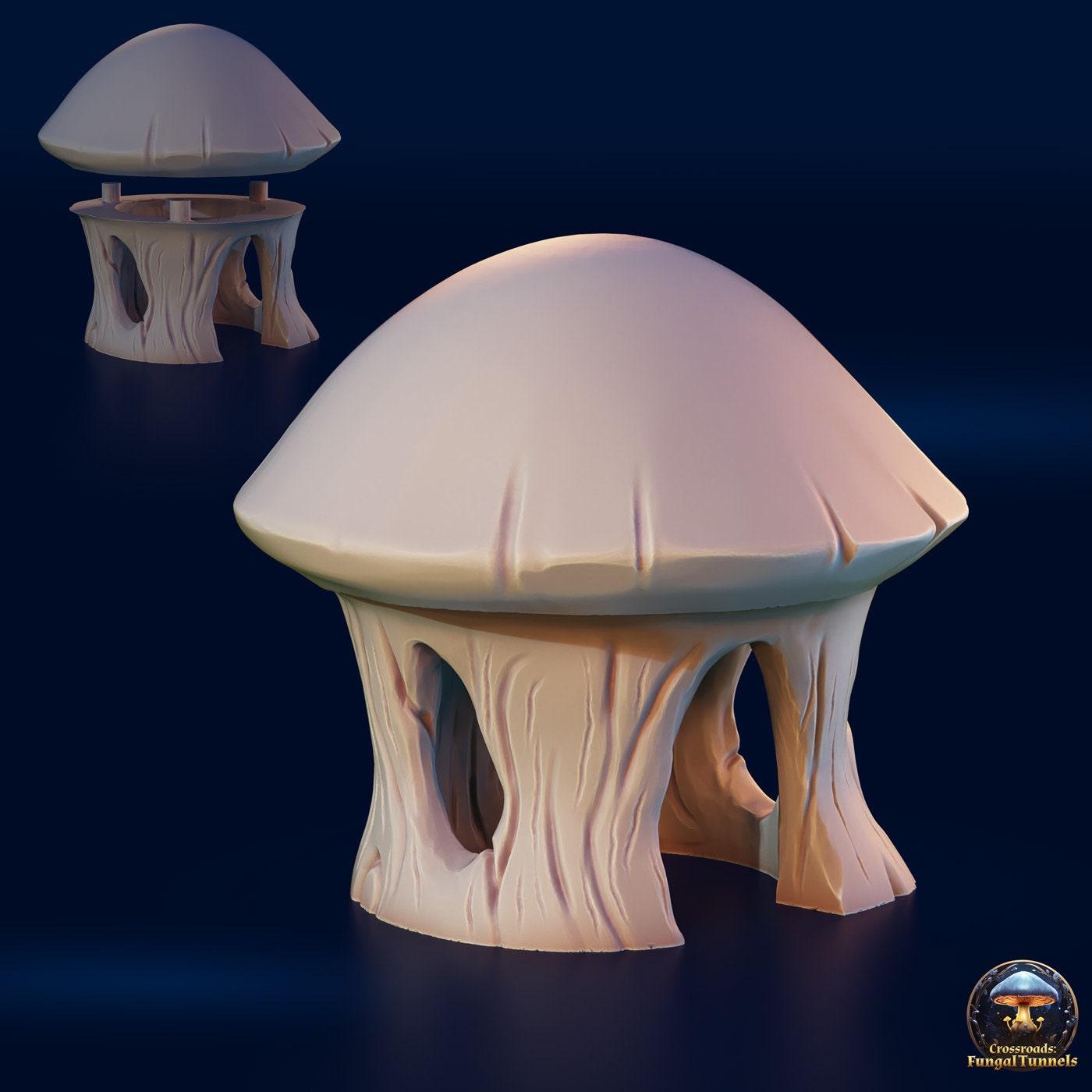Carved Whitewash Mushroom Figurines (2pc Set) by Ganz