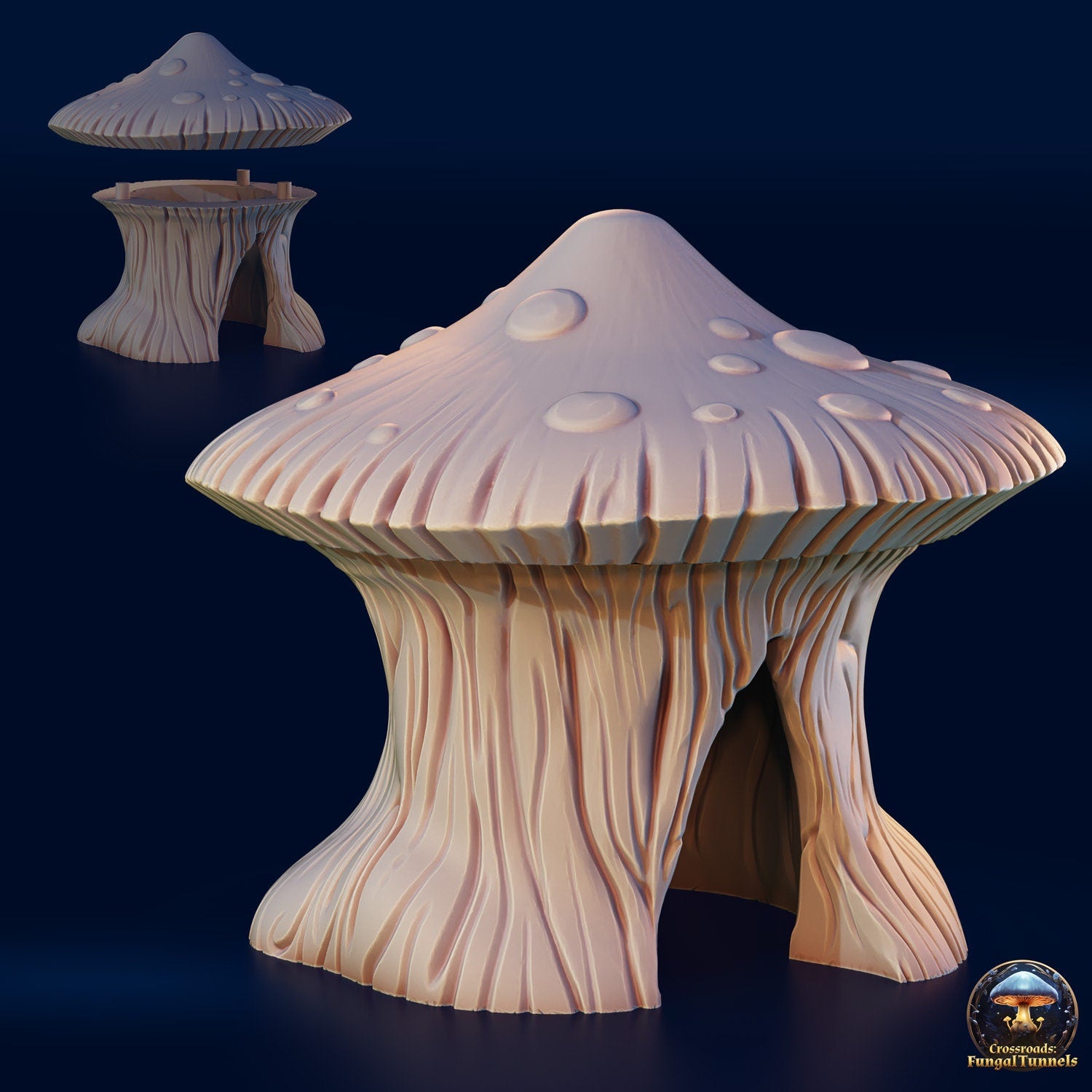 Giant Mushroom House - Fungal Tunnels by 3DHexes | Big Fungus Terrain for Roleplaying and Gaming | Shroom